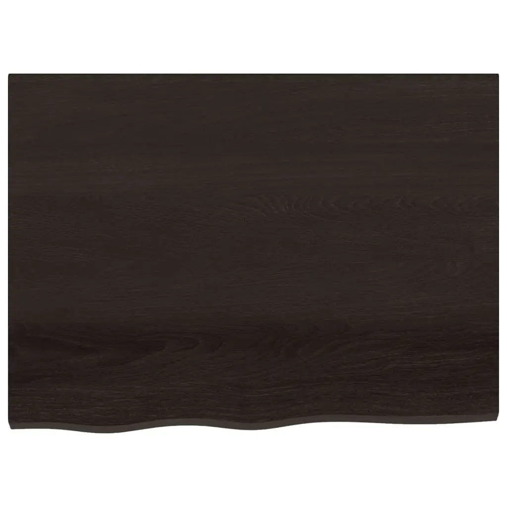 Wall Shelf Rustic Handmade Live Edge Dark Brown Solid Oak Wood 80 x 60 x 2-6 cm