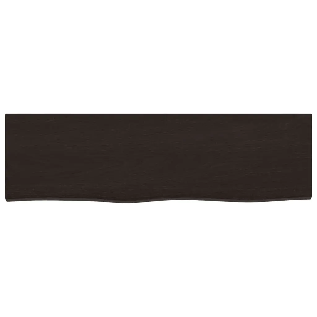 Wall Shelf Rustic Style Dark Brown Solid Oak Wood 100x30x2 cm