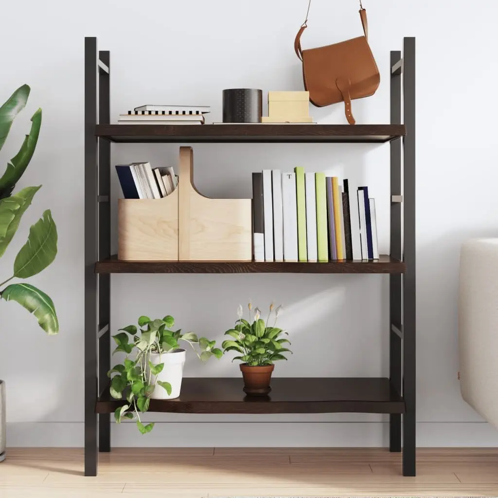 Wall Shelf Rustic Dark Brown Solid Oak Wood 100x40cm