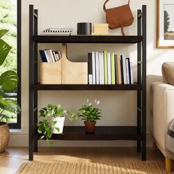 Wall Shelf Dark Brown Solid Oak Wood Rustic Storage Floating Shelf Living Room