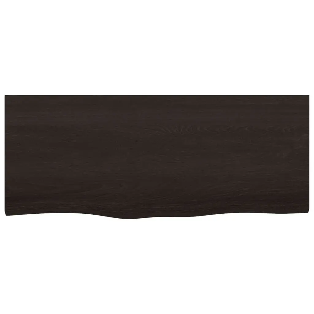 Wall Shelf Rustic Dark Brown Solid Oak Wood 100x40x2-6 cm