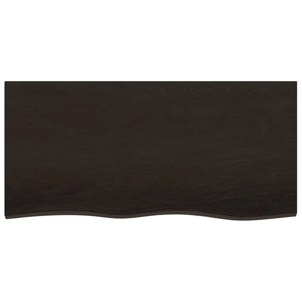 Wall Shelf Rustic Style Dark Brown Solid Oak Wood 100 x 50 x 2-4 cm