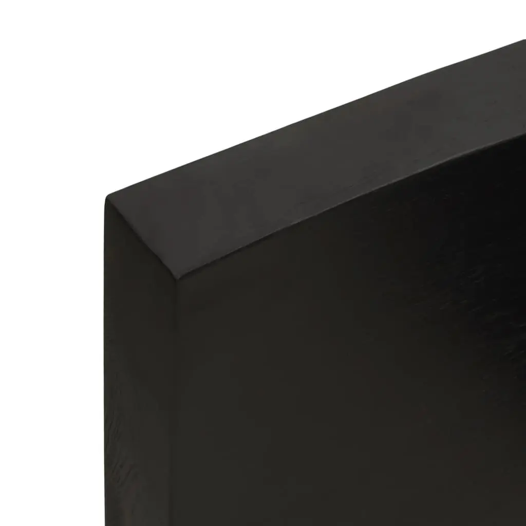 Wall Shelf Dark Brown Solid Oak Wood Treated Live Edge Storage Ledge 100x50cm