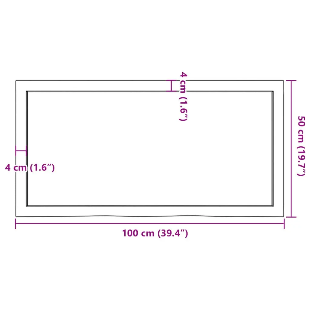 Wall Shelf Dark Brown Solid Oak Wood Treated Live Edge Storage Ledge 100x50cm