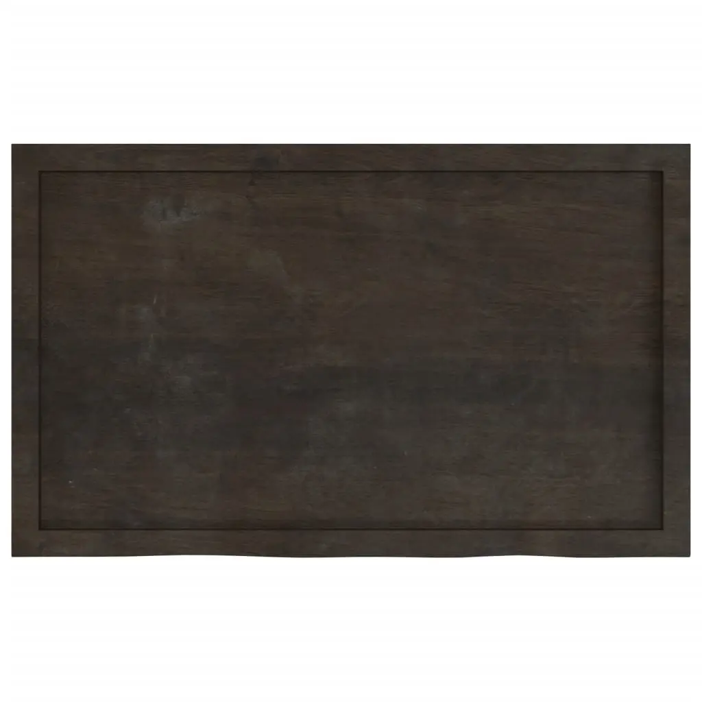 Wall Shelf Rustic Live Edge Dark Brown Solid Oak Wood 100L x 60W x 2-6H cm