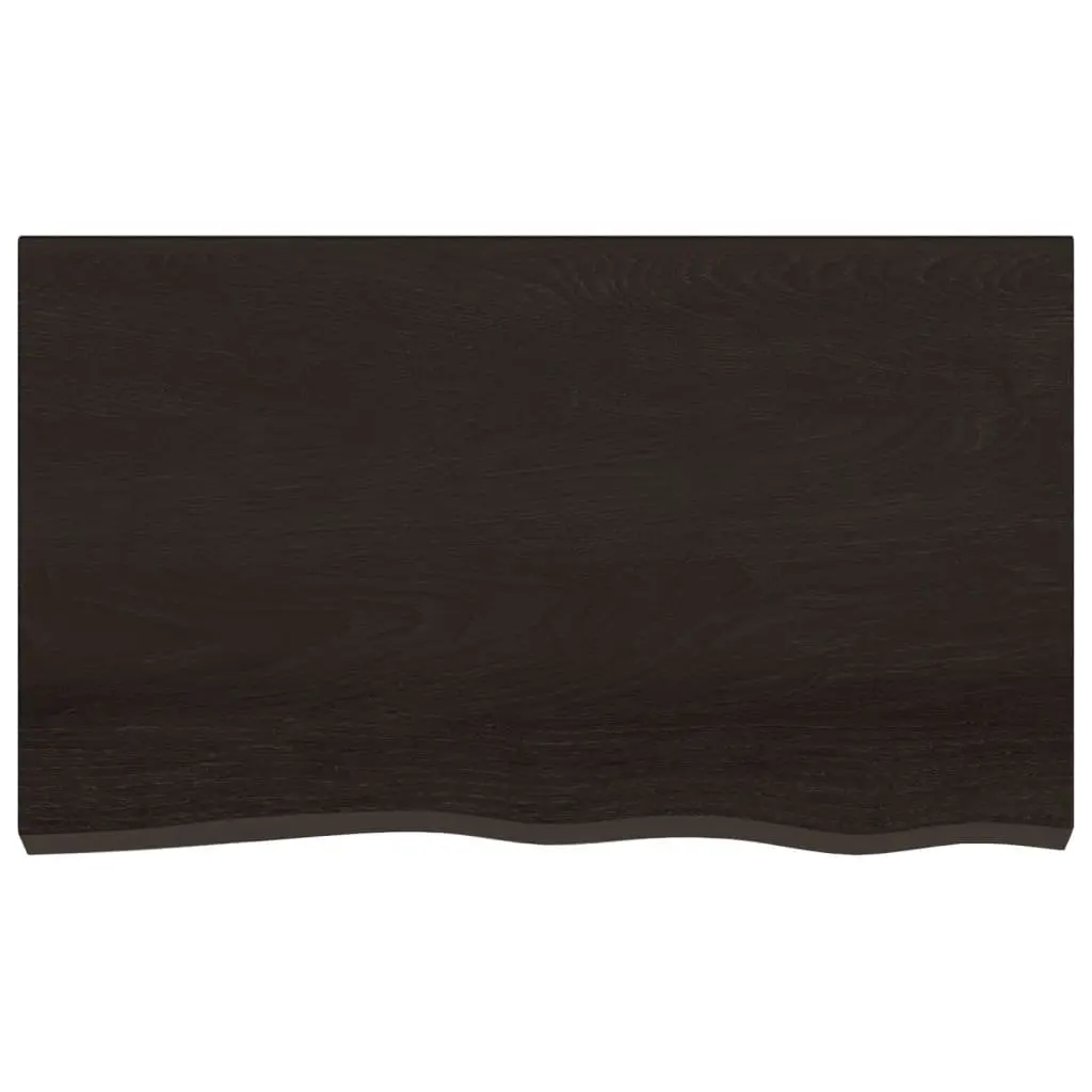 Wall Shelf Rustic Live Edge Dark Brown Solid Oak Wood 100L x 60W x 2-6H cm