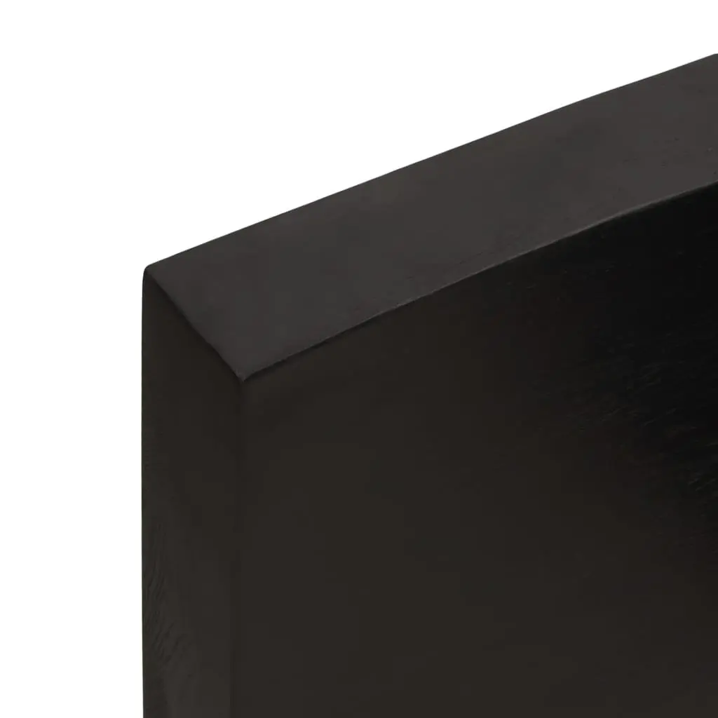 Wall Shelf Rustic Live Edge Dark Brown Solid Oak Wood 100L x 60W x 2-6H cm