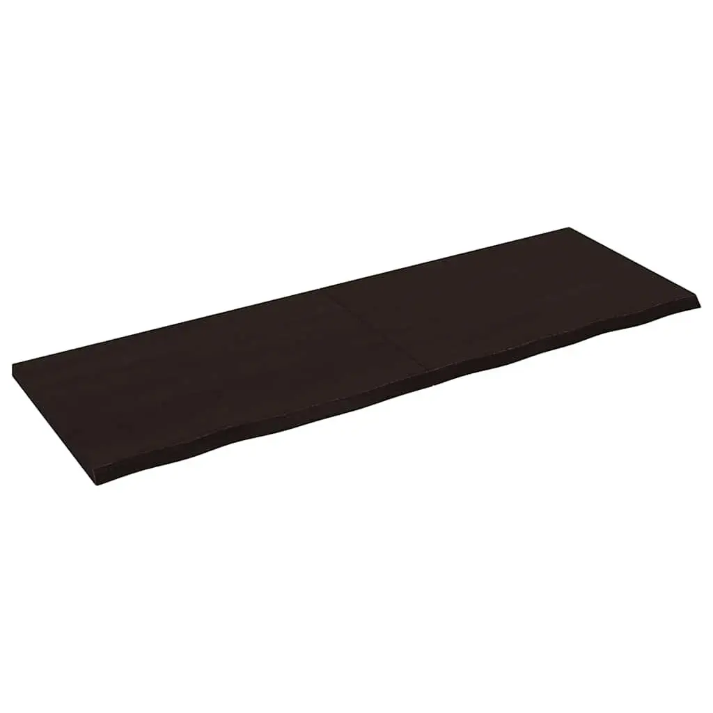 Wall Shelf Handmade Dark Brown Solid Oak Wood Live Edge 180x60x2-4cm