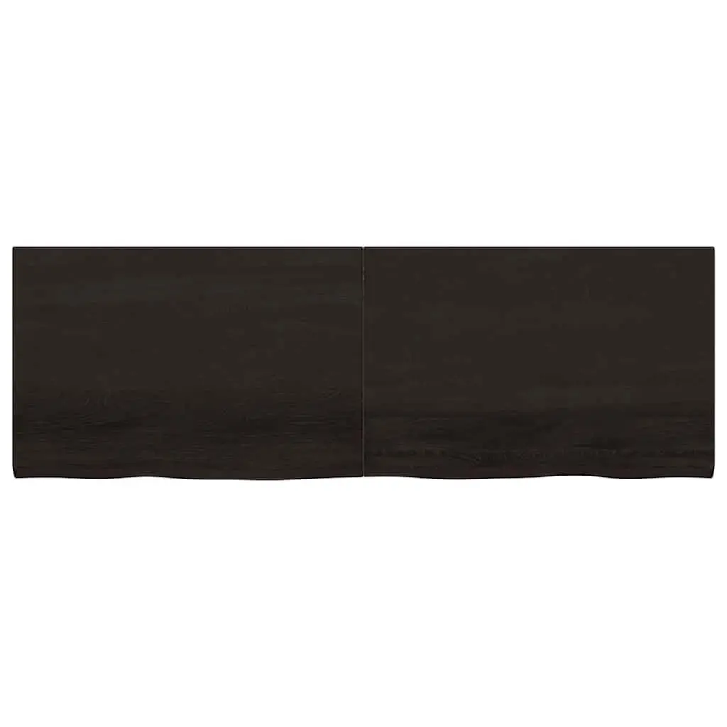 Wall Shelf Handmade Dark Brown Solid Oak Wood Live Edge 180x60x2-4cm
