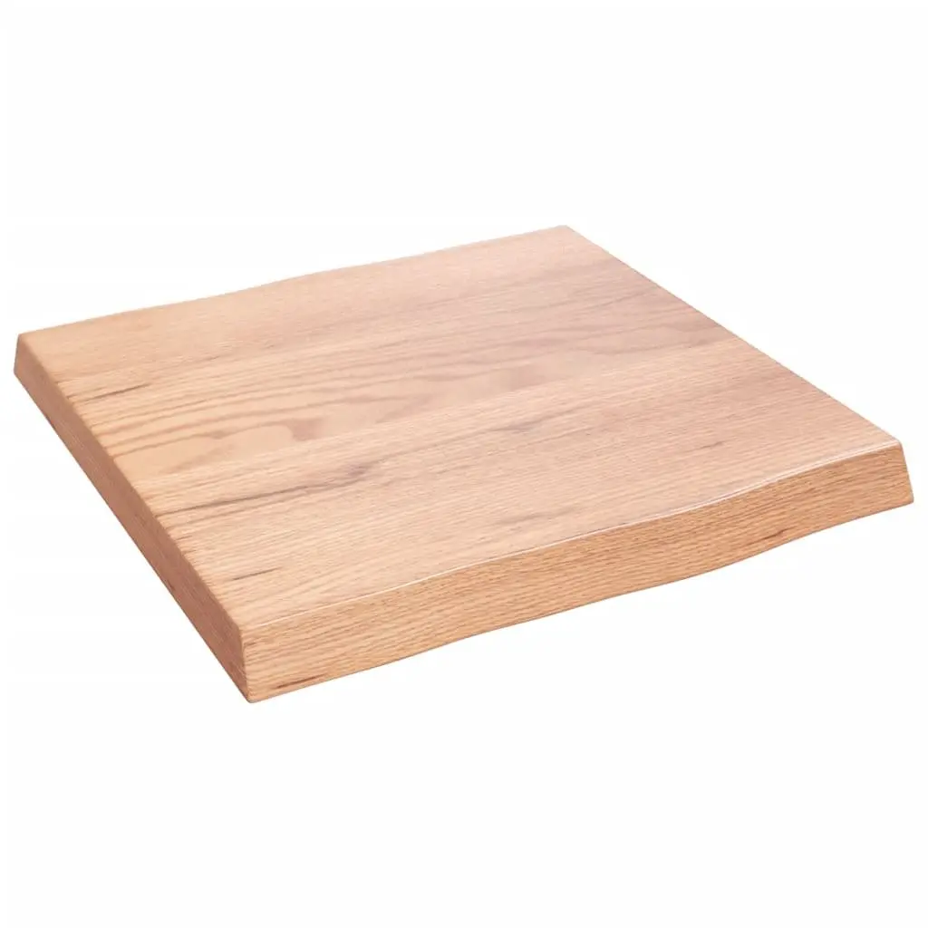 Solid Oak Wood Table Top Live Edge Light Brown 40x40cm