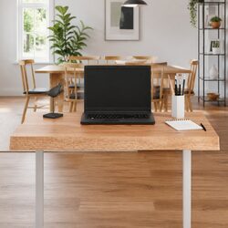 Solid Oak Wood Table Top Live Edge Brown 80x50cm Treated Wooden Tabletop