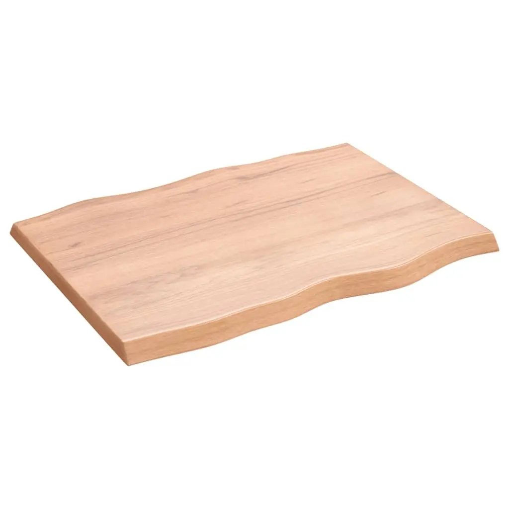 Solid Oak Wood Table Top Live Edge Brown 80x60cm