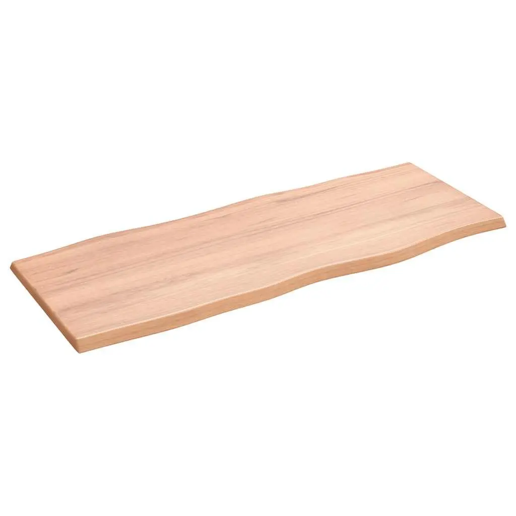 Solid Wood Oak Table Top Live Edge Brown 100x40cm