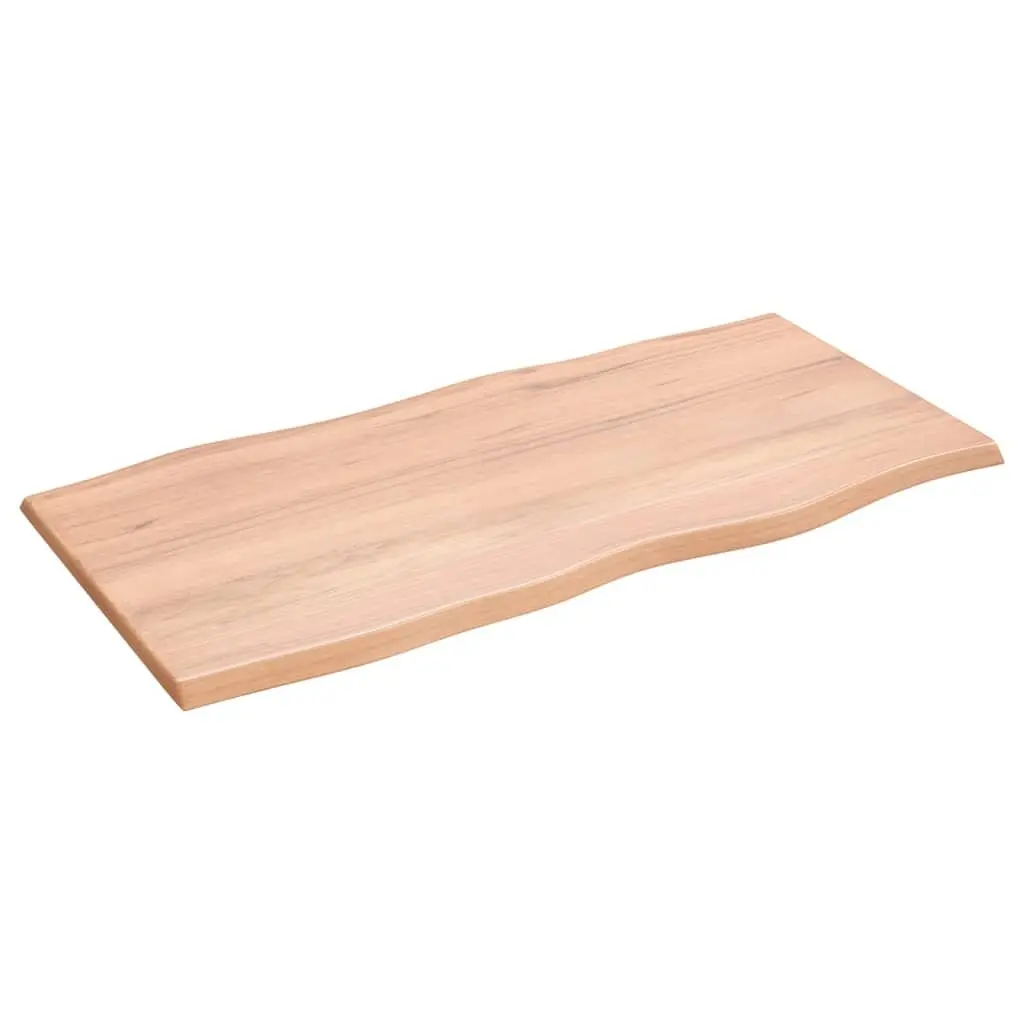 Solid Oak Wood Table Top Live Edge 100x50cm Brown Treated Replacement Board