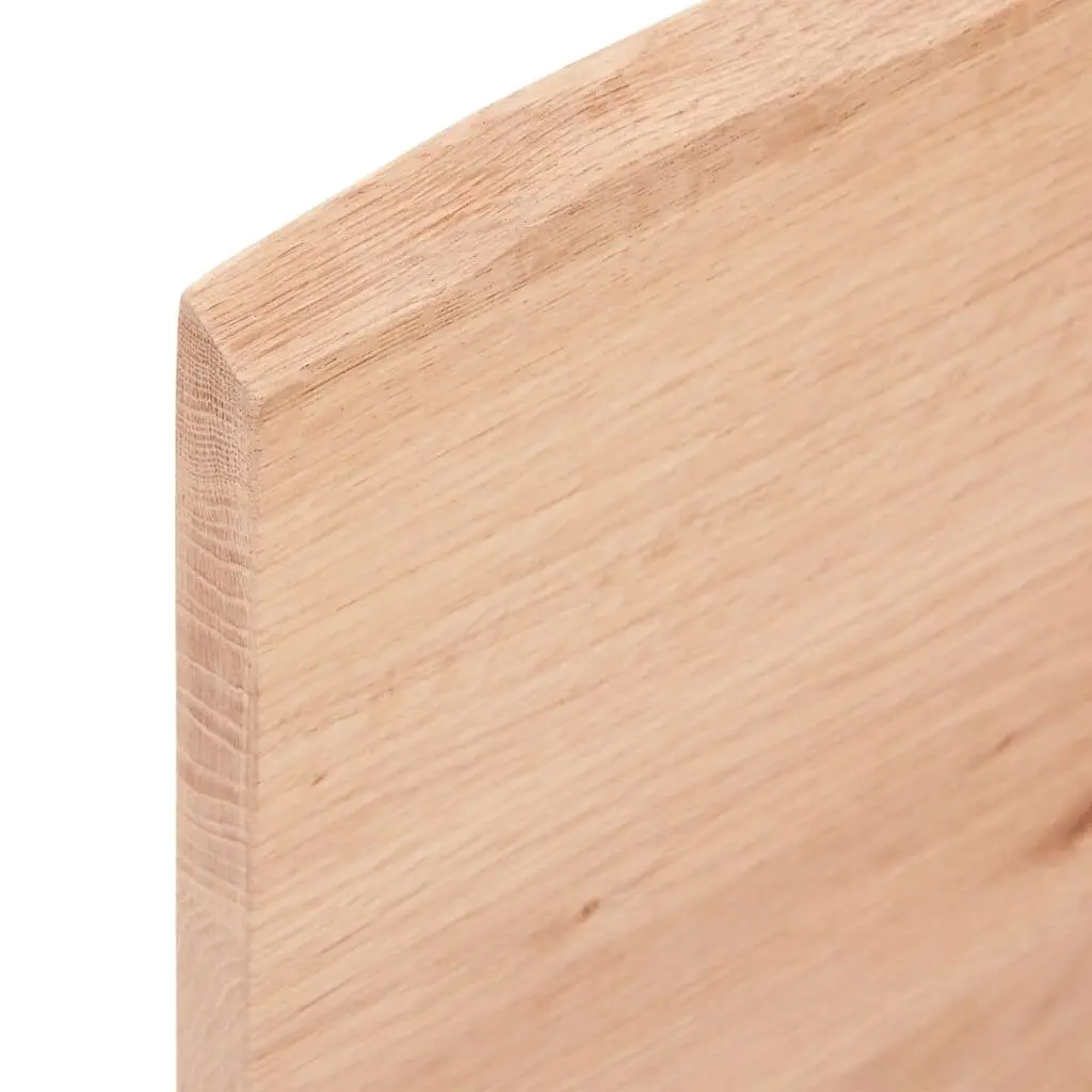 Solid Oak Wood Table Top Live Edge 100x50cm Brown Treated Replacement Board