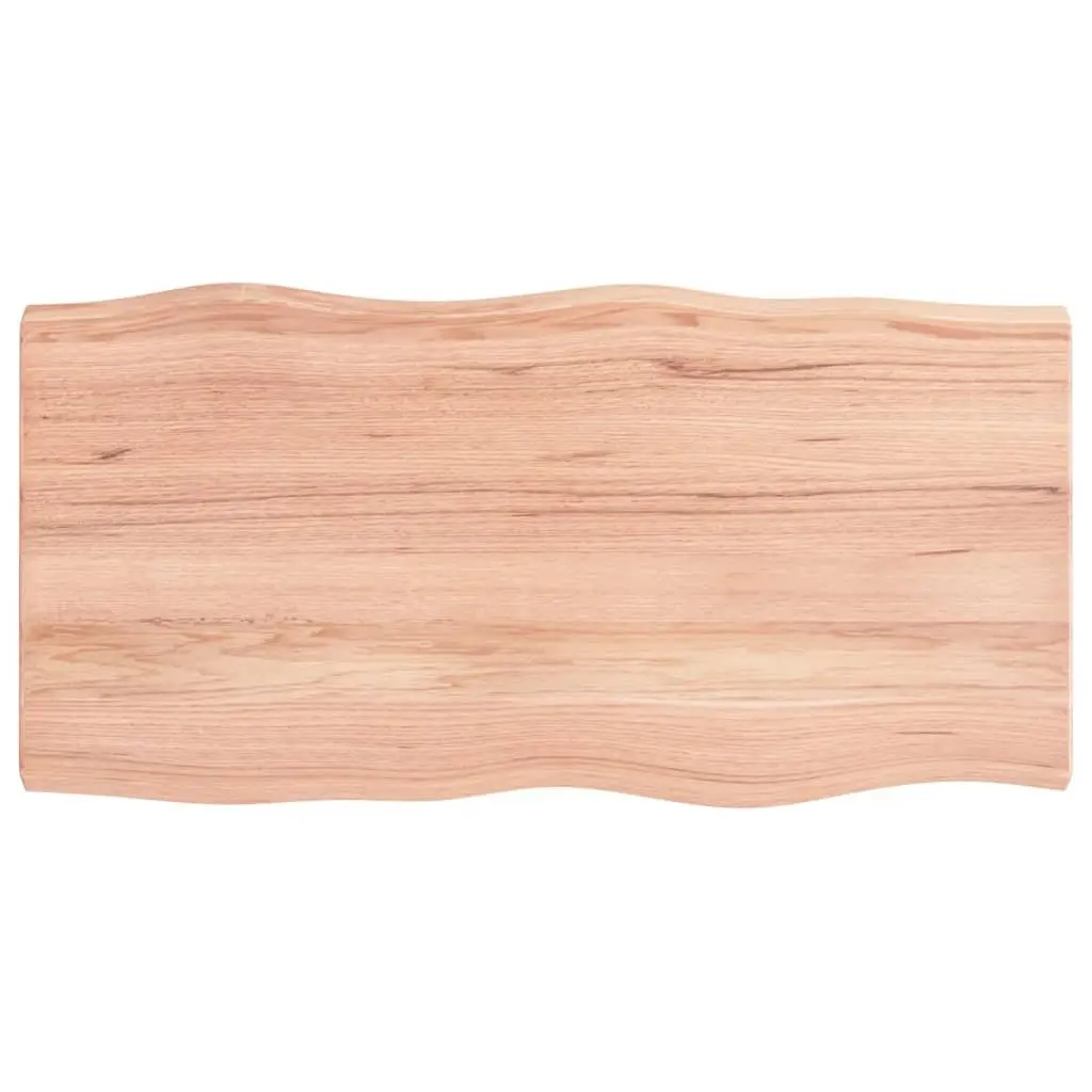 Live Edge Table Top Solid Oak Wood Handcrafted Brown 100x50cm Varnished