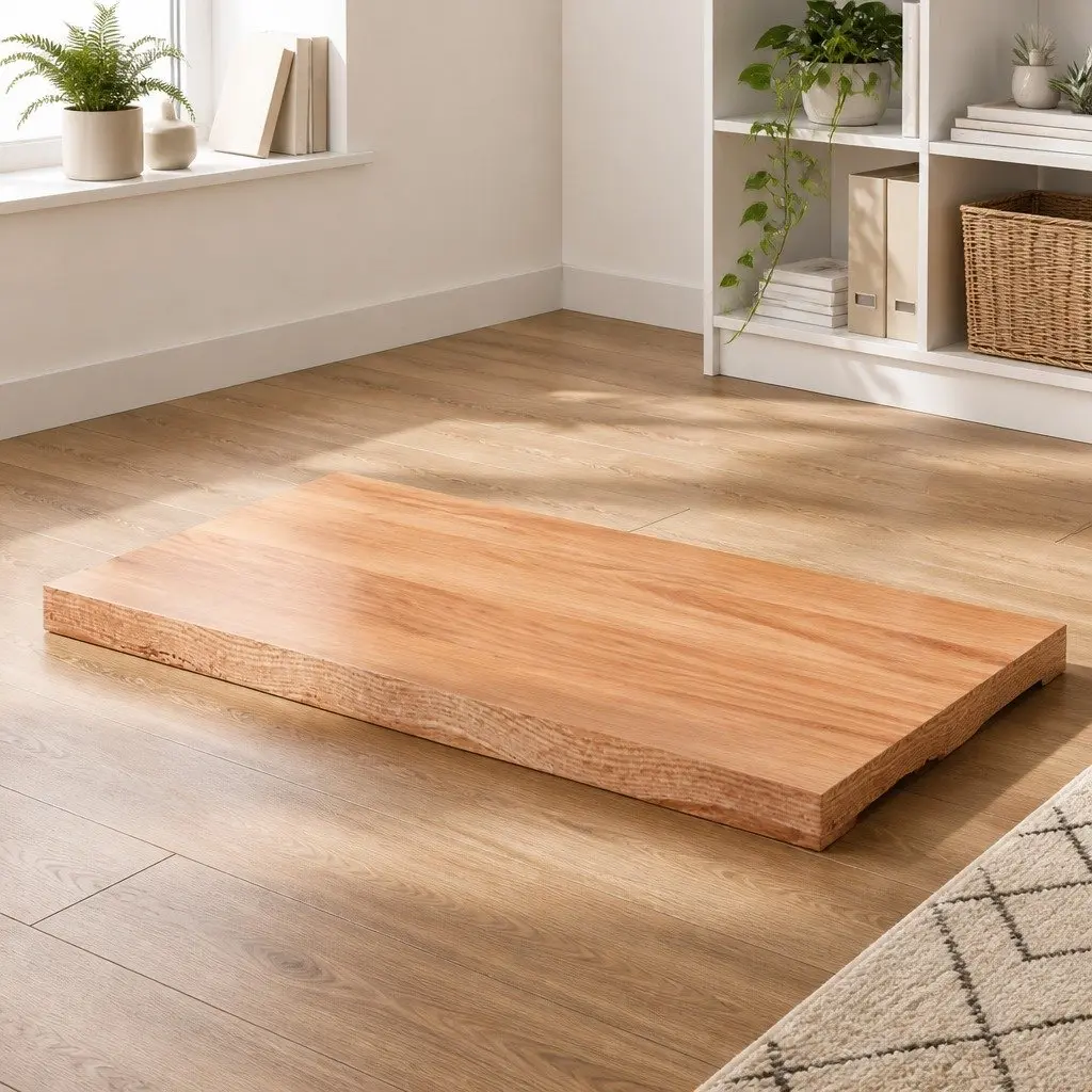 Solid Oak Wood Table Top Live Edge Brown 100x50cm