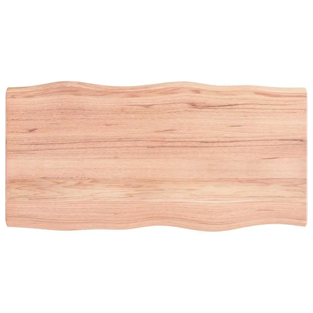 Solid Oak Wood Table Top Live Edge Brown 100x50cm