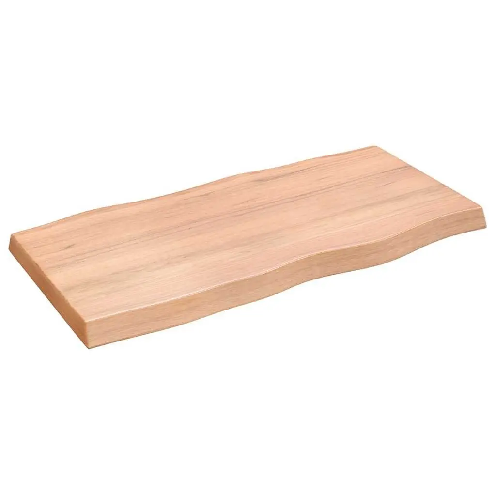 Solid Oak Wood Table Top Live Edge Brown 100x50cm