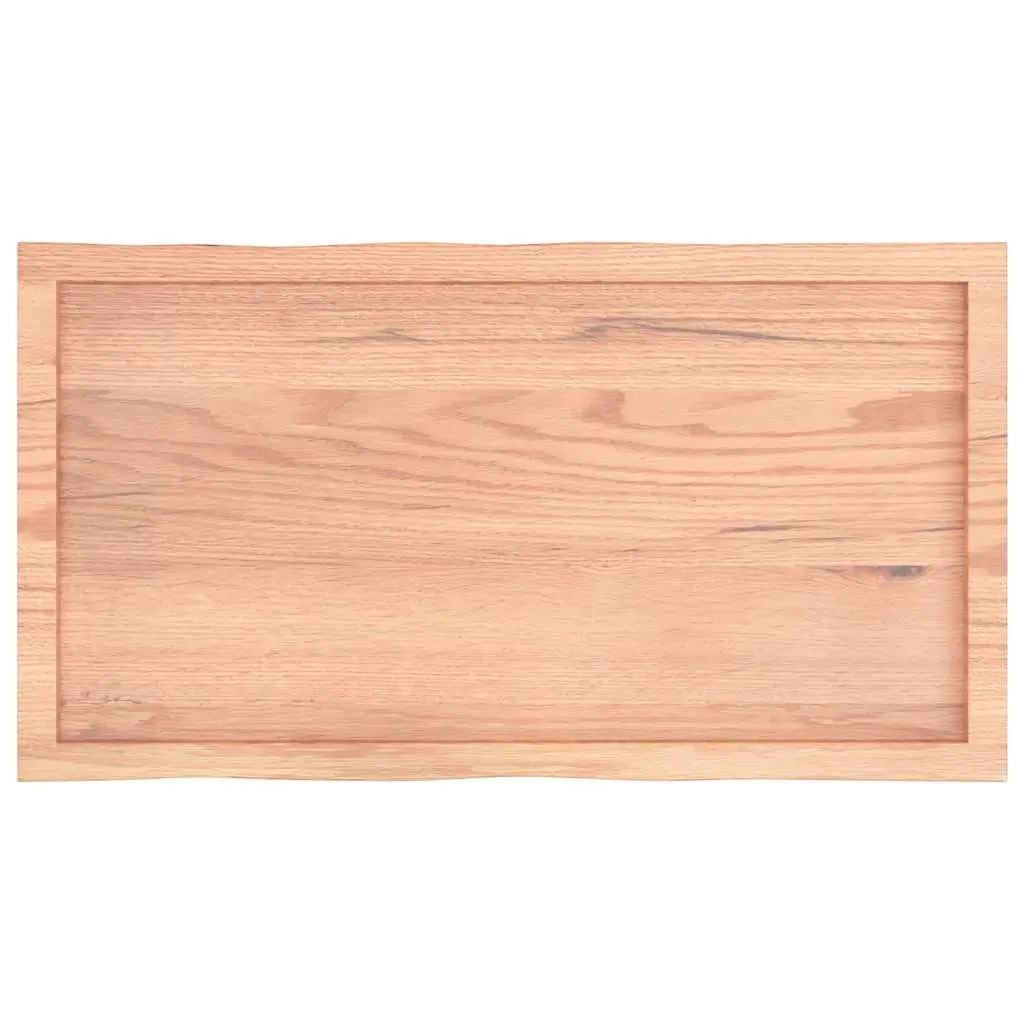 Solid Oak Wood Table Top Live Edge Brown 100x50cm
