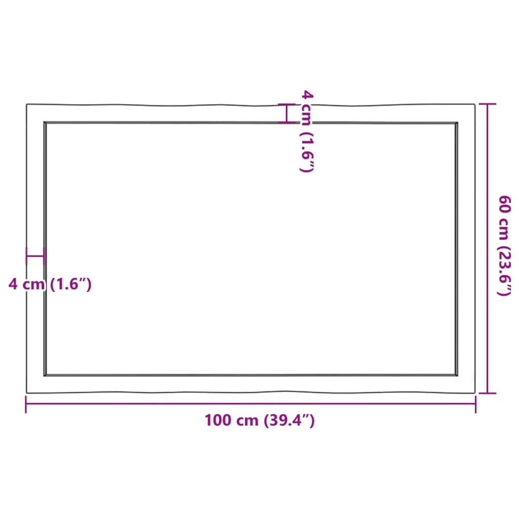 Brown Oak Wooden Table Top 100x60cm