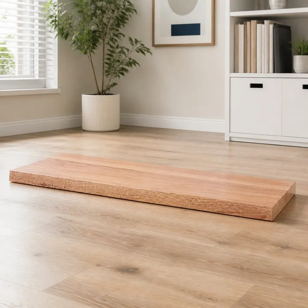 Solid Oak Wood Table Top Live Edge Brown 100x60cm
