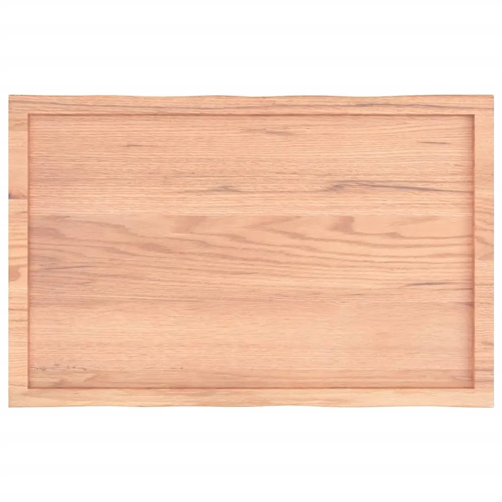 Solid Oak Wood Table Top Live Edge Brown 100x60cm
