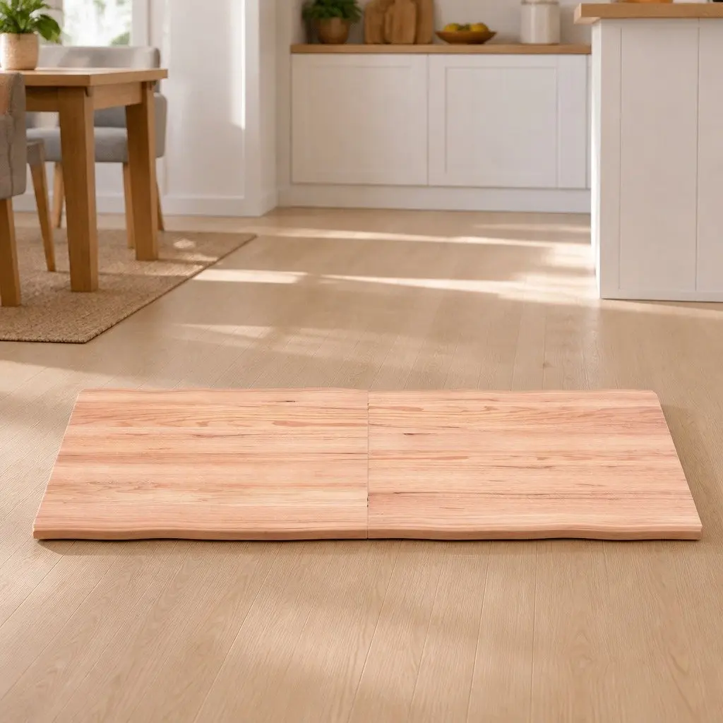 Wooden Table Top Live Edge Solid Oak Light Brown 140x50cm Folding