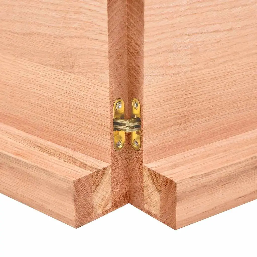 Wooden Table Top Live Edge Solid Oak Light Brown 140x50cm Folding