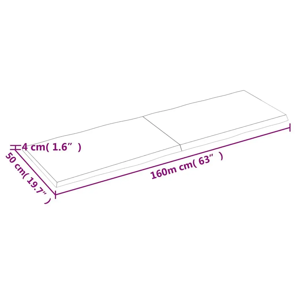 Solid Wood Table Top Live Edge Brown 160x50cm Foldable
