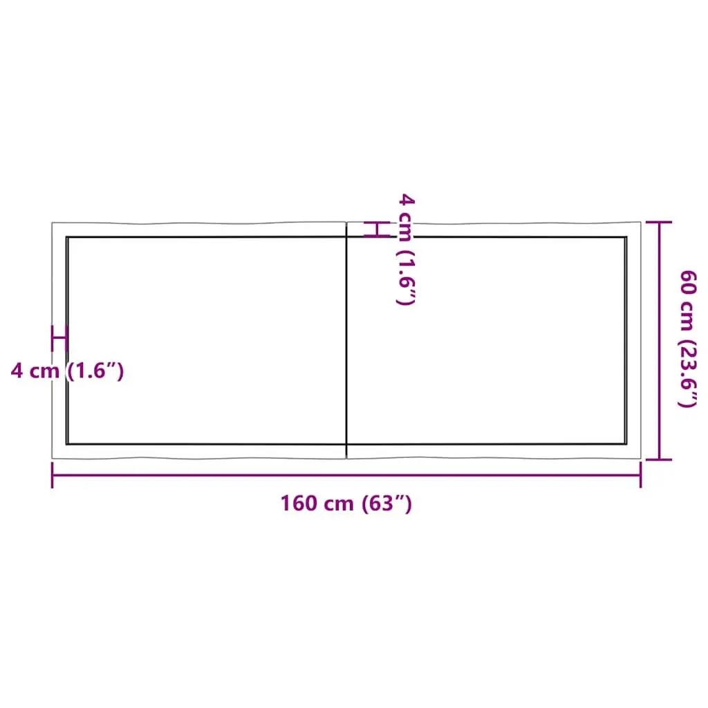 Solid Oak Wood Table Top Live Edge Foldable 160x60cm Brown