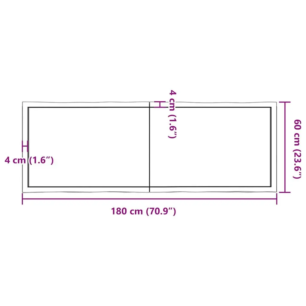 Wooden Table Top Live Edge Solid Oak Folding Replacement Board 180x60cm
