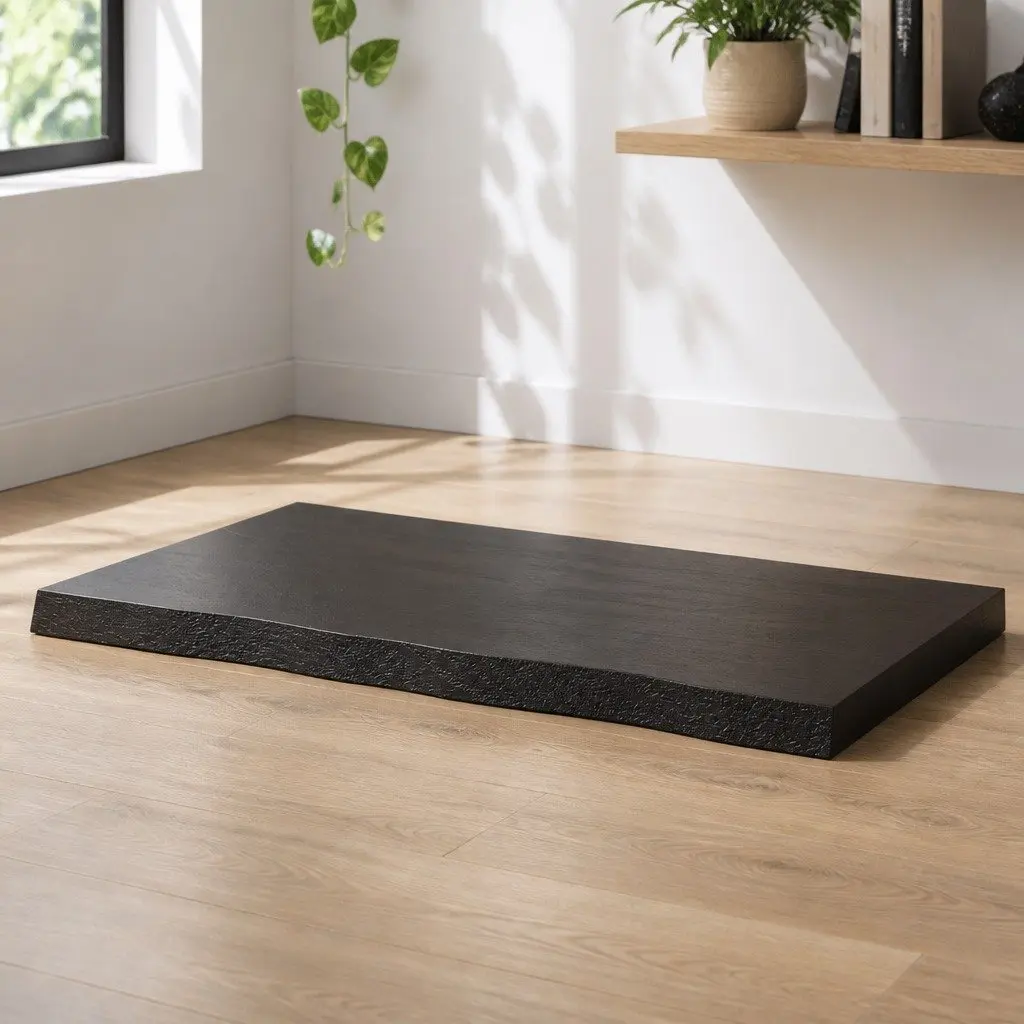 Solid Oak Wood Table Top Live Edge Dark Brown 80x40cm Handcrafted Replacement Surface