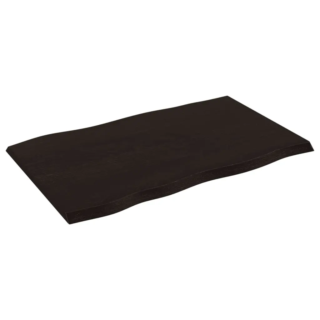 Table Top Live Edge Solid Oak Wood Dark Brown 80x50x2 cm