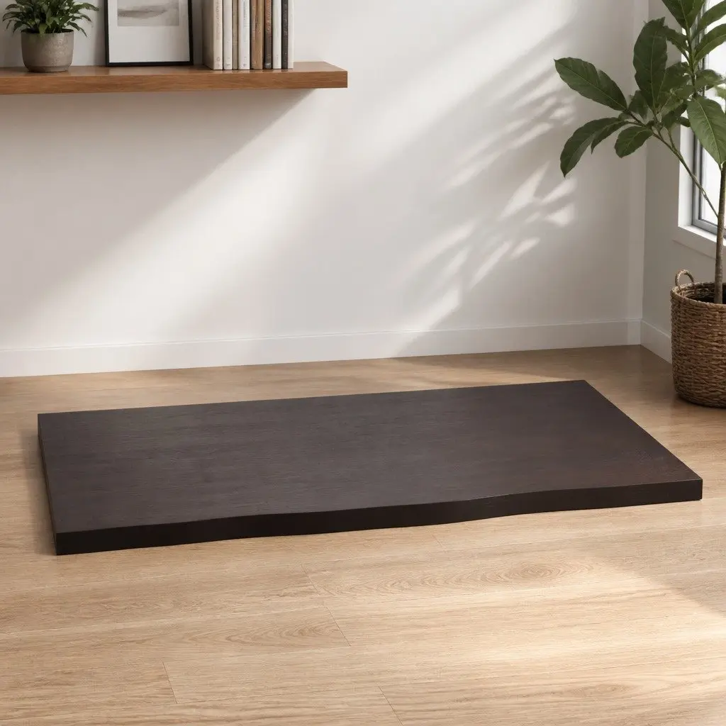 Solid Oak Wood Replacement Tabletop Live Edge Dark Brown 80x60x2cm