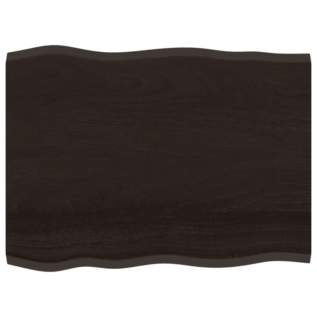 Solid Oak Wood Replacement Tabletop Live Edge Dark Brown 80x60x2cm