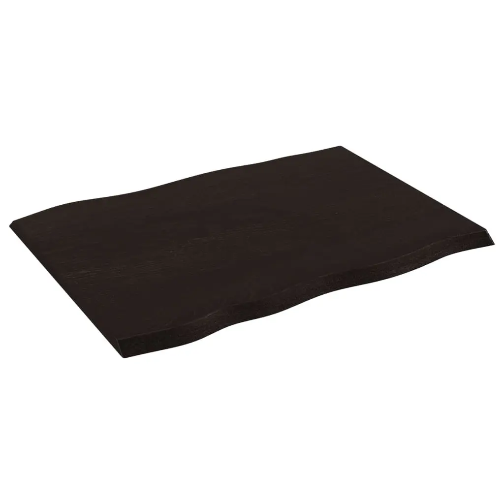 Solid Oak Wood Replacement Tabletop Live Edge Dark Brown 80x60x2cm