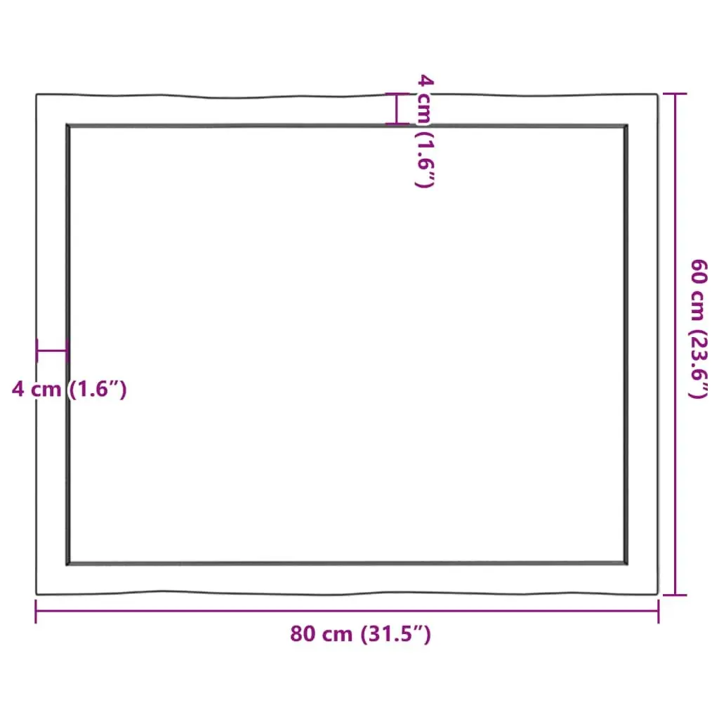 Solid Oak Tabletop 80x60cm