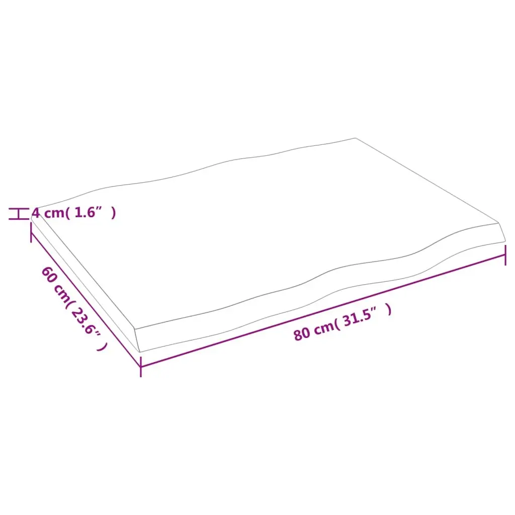 Solid Oak Tabletop 80x60cm