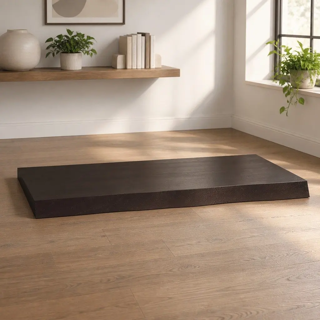Tabletop Solid Oak Wood Live Edge Dark Brown 80x60cm