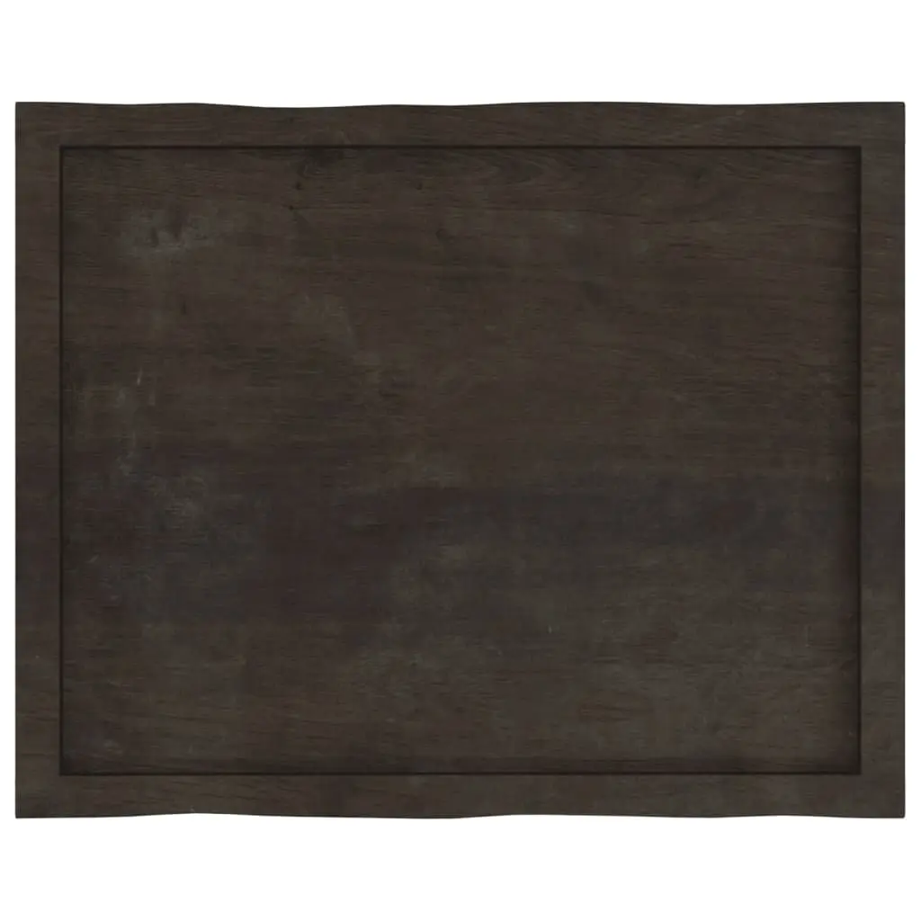 Tabletop Solid Oak Wood Live Edge Dark Brown 80x60cm