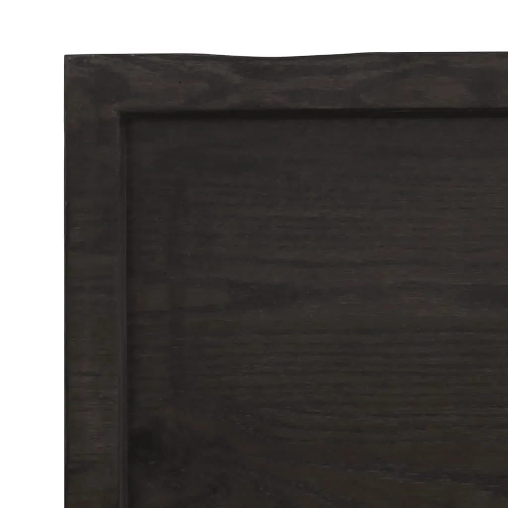 Tabletop Solid Oak Wood Live Edge Dark Brown 80x60cm