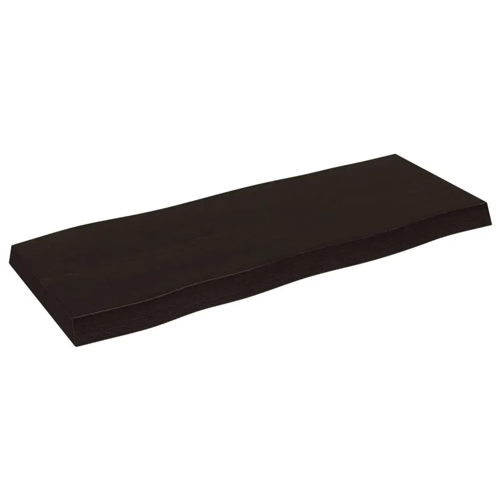 Wooden Table Top Dark Brown Live Edge Solid Oak 100x40cm Replacement Board