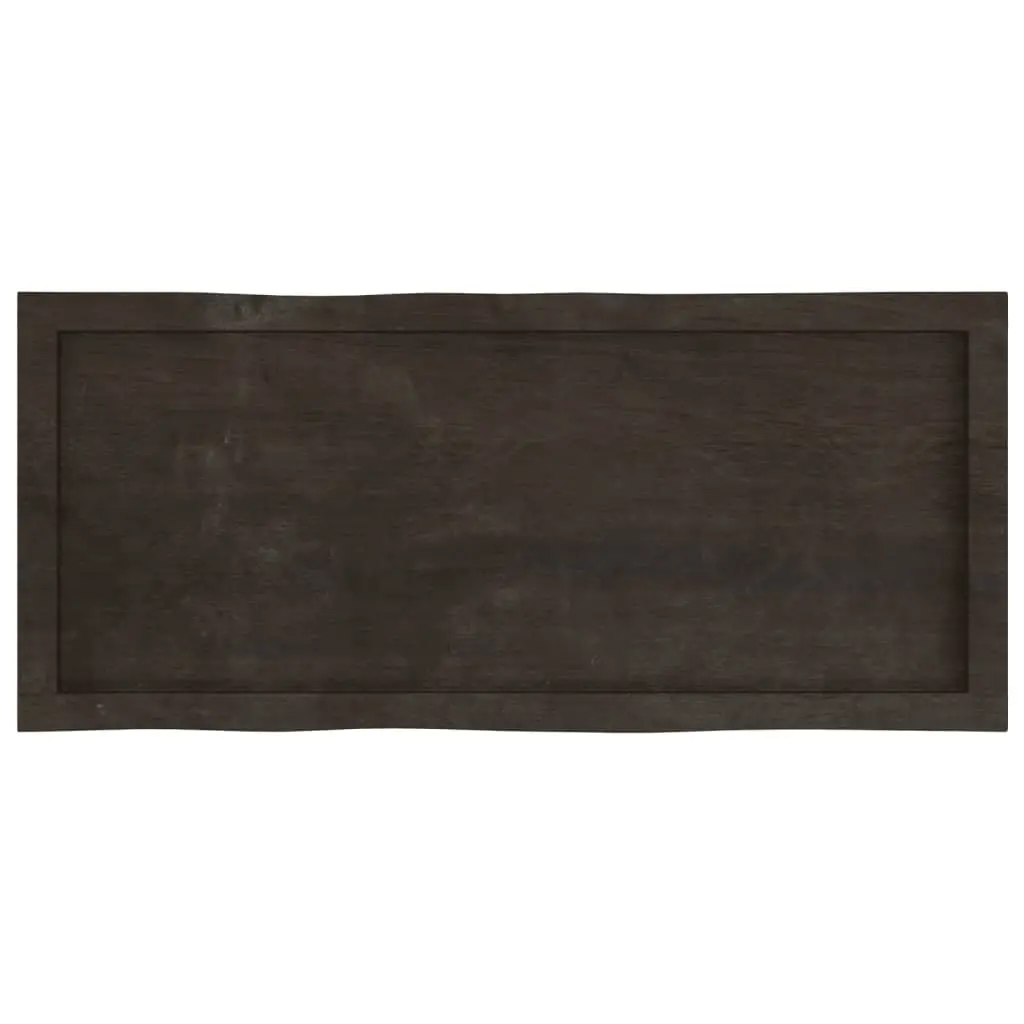 Wooden Table Top Dark Brown Live Edge Solid Oak 100x40cm Replacement Board