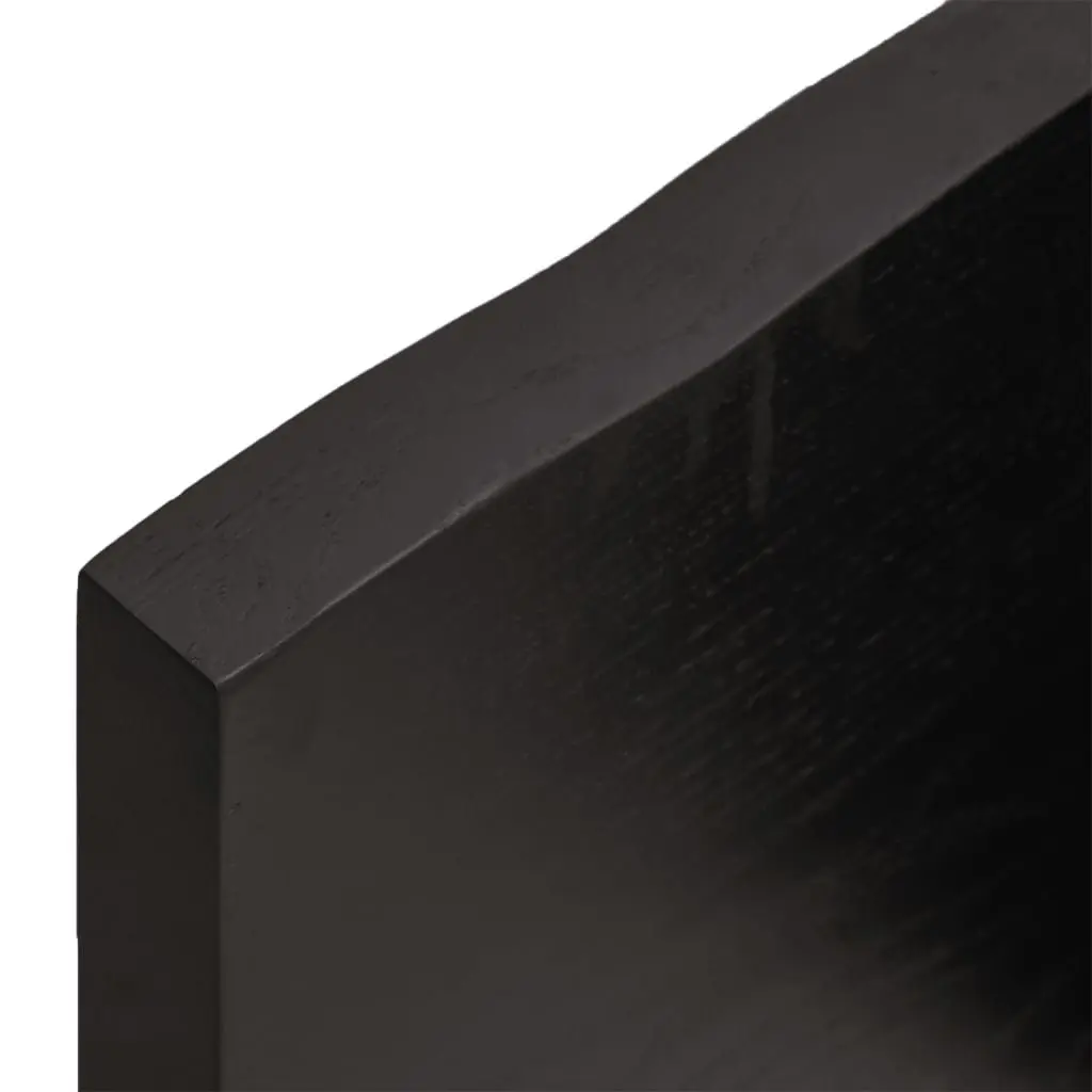 Solid Oak Wood Table Top Live Edge Dark Brown 100x50cm Replacement Treated Board