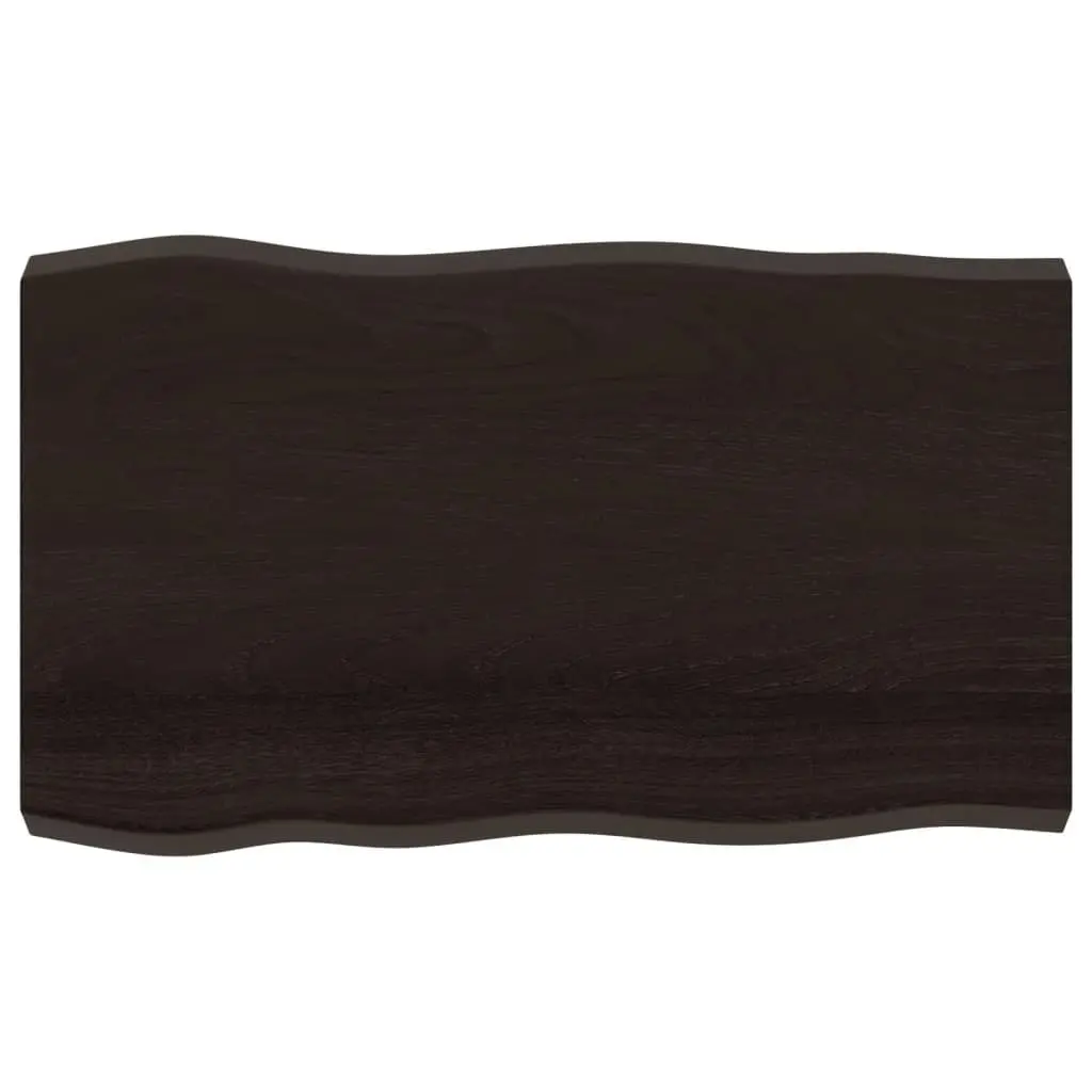 Wooden Table Top Live Edge Dark Brown Solid Oak 100x60cm