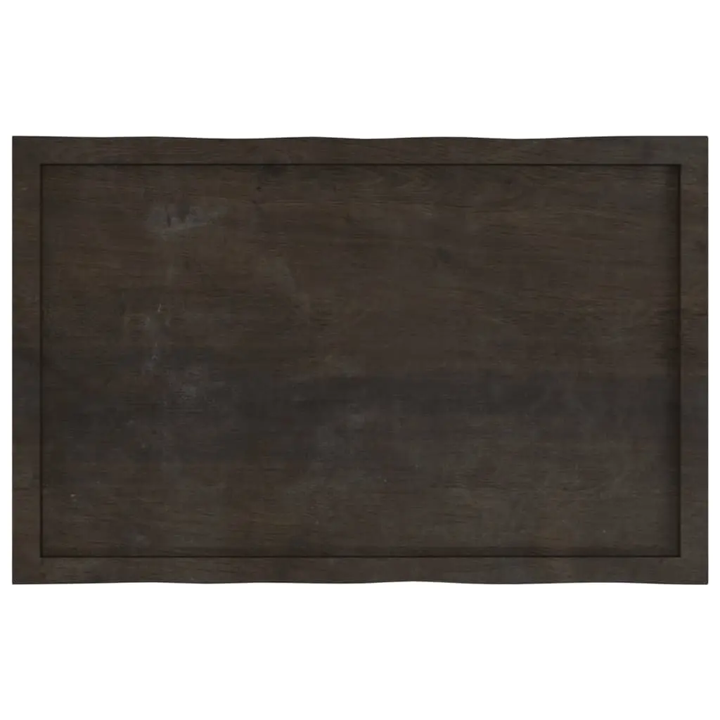 Wooden Table Top Live Edge Dark Brown Solid Oak 100x60cm