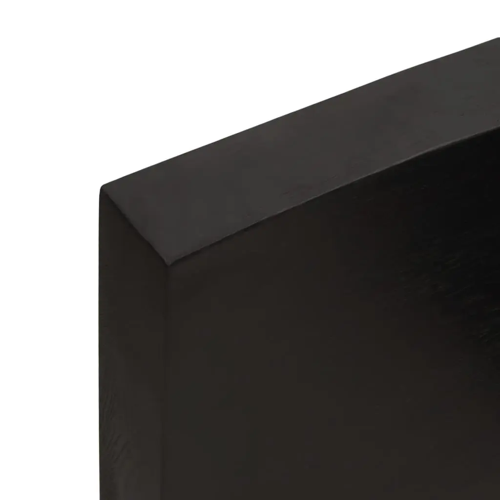 Wooden Table Top Live Edge Dark Brown Solid Oak 100x60cm