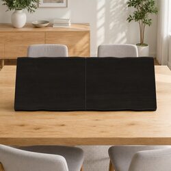 Wooden Table Top Dark Brown 120x50cm Solid Oak Live Edge Treated Foldable
