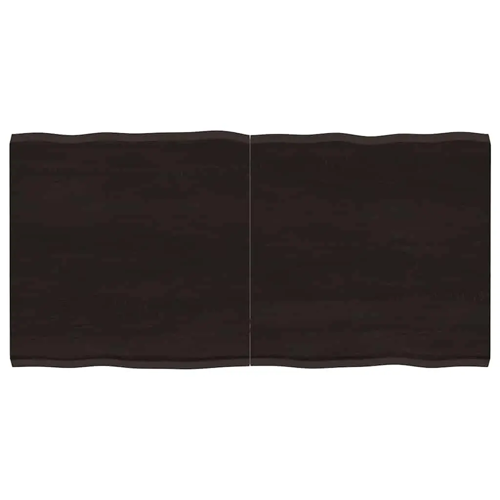Wooden Table Top Live Edge Dark Brown 120x60cm Solid Oak Foldable